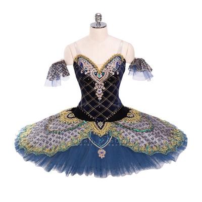 China Navy Blue Raymonda Adjustable Classic Variation Stage Sizing Costume Kids Blue Tutu Ballet Professional for sale