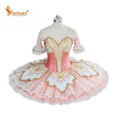 China Professional Classic Adjustable Sizing Aurora Ballet Tutus Teenage Ballerina Sleep Beauty Stage Costume 12 Layers Peach Pink Tulle for sale