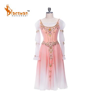 China Adjustable Sizing Fading Pink Maid Ballet Tutu Women Chiffon Dress Girls Costume Lake Pas De Trois Long Swan for sale