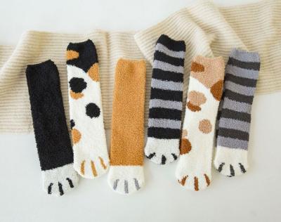 China 2021 breathable autumn and new winter half fleece socks cat claw floor coral socks thickened warm pile socks for sale