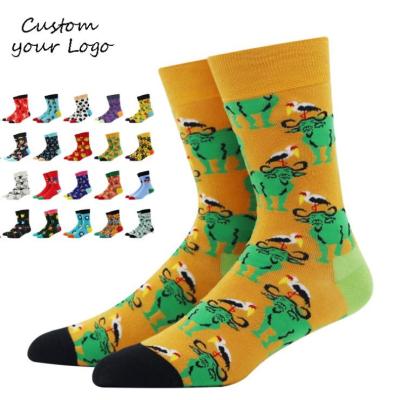 China Factory Custom Funny Socks Sporty Cartoon Animal Happy Socks Crew Unisex Happy Cow Socks for sale