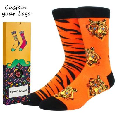 China Colorful QUICK DRY ab funny Harajuku cartoon misfit socks couple cotton socks with tiger pattern for sale