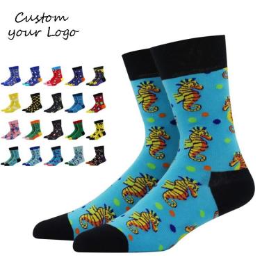 China QUICK DRY Men and Women Couples Cotton Funny Seahorse Crew Fashion Cartoon Happy Socks for sale