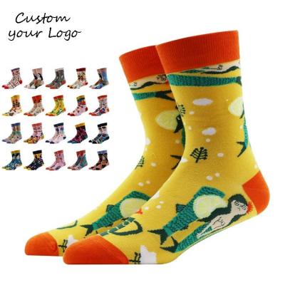 China Hot sale QUICK DRY fashion creative colorful in happy tube socks men and women character pattern cotton casual funny crew socks for sale