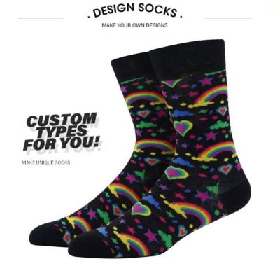 China Wholesale Winter Sporty Warm Design Happy Socks New Black Creative Pattern Rainbow Heart Love Socks for sale