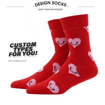 China 2021 New Style Fashion Sports High Quality Casual Women Combed Cotton Plus Size Socks Heart Red Crew Socks for sale