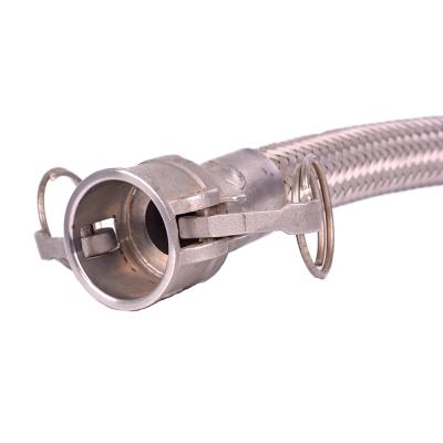 China 1/2 SS Chemical Water Tubing Stainless Steel Braid Metal Flexible Rubber Hose With Connector Flange NPT Fittings Camlock Coupling for sale