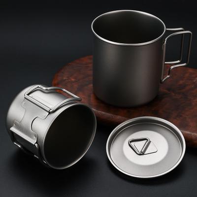 China Pure Titanium Cup With Lid Outdoor Mug Camping Folding Cup for sale