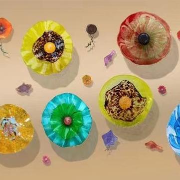 China 100% Handmade New Arrivals Led Wall Lamps Murano Multi Colored Glass Hotel Bedroom Wall Lights for sale