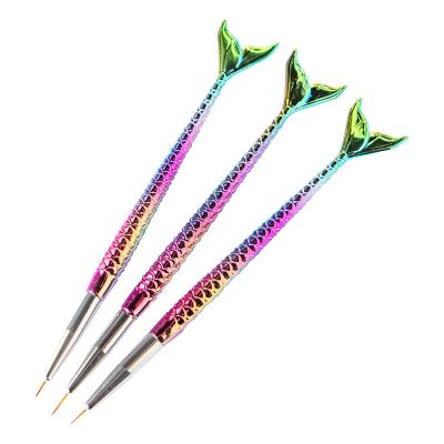 China Wholesale 7/9/11mm Nail Art Brush Liner Fish Shaped Tail Gradient Pen Drawing Custom Nail Brush for sale