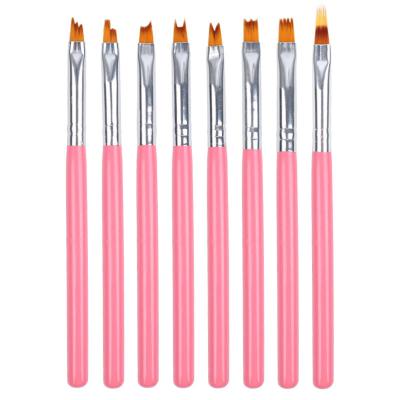 China Easily Petal Flower Coating UV Gel Paint 8 Pcs Nail Brush Flower Drawing Pen Nail Art Polish Tool Acrylic Painting Brush Set for sale