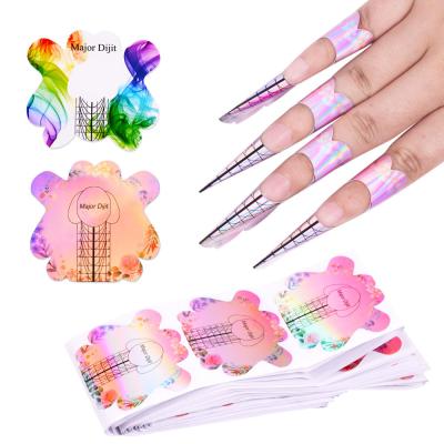 China Easy Apply OEM 3D LOGO Foil Nail Art Mold Tool Aluminum Double Use Strong Soft Gel Acrylic Holographic Double Extension Nail Form for sale