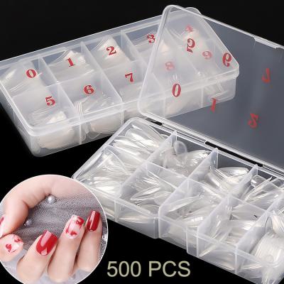 China DIY Nail Seamless Single Nail Art Tips 500pcs Full Cover False Square Clear Color Nails for sale