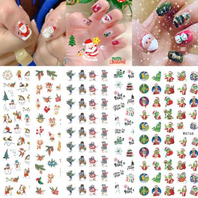 China DIY Nail Art Decoration 3D Christmas Nail Stickers Santa Snowflake Moose Pattern Nail Stickers for Nail Art Decoration for sale