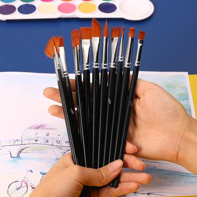 China Acrylic/Watercolor/Gouaches/Oil Paint/Face Painting Acrylic Paint Brush Set 12 Pcs Round Nylon Sharp Hair Professional Tip Brushes For Oil Watercolor Paint Artist Kit for sale