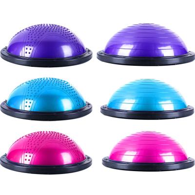 China Anti-burst Balance Trainer Pilates Exercise Yoga Half Point PVC Balance Ball Weighing Ball With Resistance Bands for sale