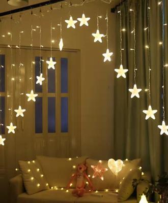 China Christmas Ramadan Diwali Holiday Decor New Arrival LED Star Curtain String Light For Christmas Ramadan Diwali Holiday Decor 220V/110V Plug In 8 Functions for sale