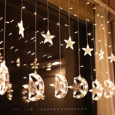 China LED String Fairy Crescent Moon Star Curtain Light for Christmas Diwali Ramadan Mall Garden Patio Decoration 8 works for sale