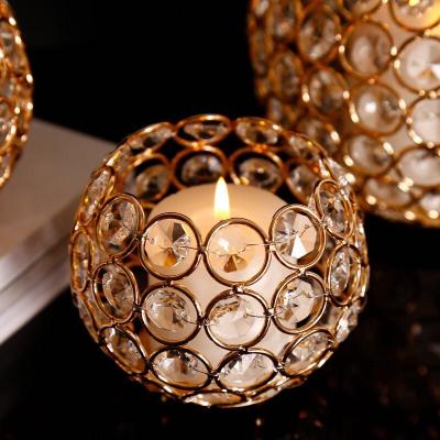 China New Arrival Style Nordic Metal Crystal Globe Ball Bowl Candleholder Room Home Decoration with LED Candle Light for Room Home Decoration for sale