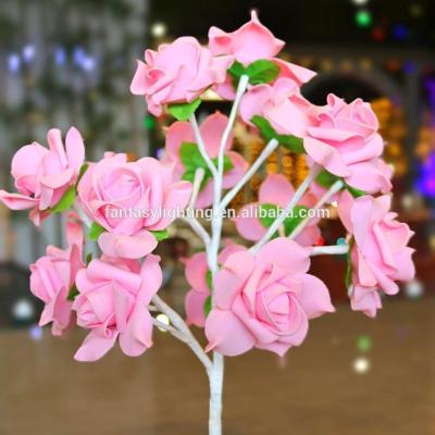 China Home Decoration 20 LED Indoor and Outdoor Lamp Wedding Party Desk Rose Tree Light Bonsai Table Battery Operated for sale