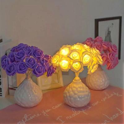 China Artificial Valentine Decor Light New Arrival Romantic 20LEDs Rose Tree Light Bonsai Christmas Wedding Table For Christmas Wedding Valentine Decor A.C.A Battery for sale