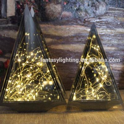 China New Arrival 16.5cm Romantic Christmas Tree Glass Night Light LED Copper Wire Christmas Holiday Decor Light With Copper Wire Christmas Holiday Decor AA Battery for sale