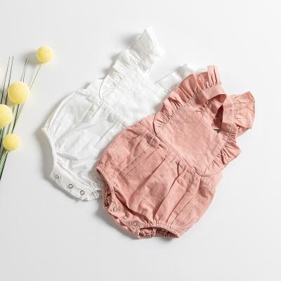 China Substantial Toddler Girls Eco-Friendly Washable Breathable Jumpsuit Clothes Wholesale Cute Short Sleeve Organic Cotton Baby Romper Set For Summer for sale