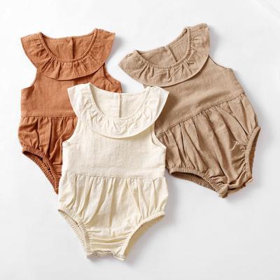 China New Arrival Cute Breathable Washable Eco-friendly Substantial Shorts Sleeves Newborn Baby Rompers Canvas Cotton Baby Jumpsuit for sale