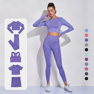 China Women High Quality ACTIVE Fitness STRETCH Yoga Wear Set Active Sports Bra And High Waist Legging Breathable Wholesale Gym Clothing for sale