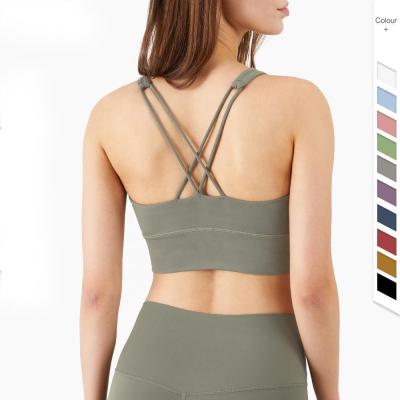 China High Quality ACTIVE STRETCH Soft Nude Padded Lulu Sports Bra Strappy for sale