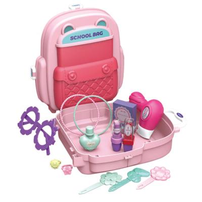 China Plastic Girls Beauty Makeup School Bag Toys Pretend Play Makeup Dresser Playset Toys for sale