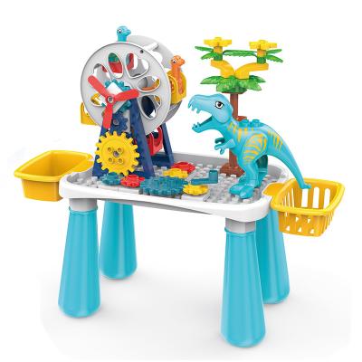 China Non-Toxic Eco-Friendly Block Board Toy Set Dinosaur Ferris Wheel Building Block Educational Board Set For Children for sale