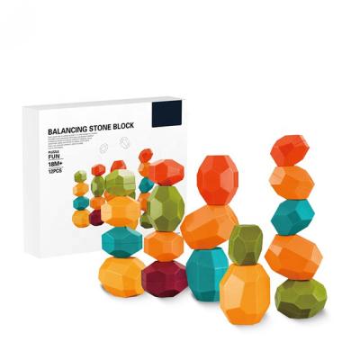 China 2022 Eco-friendly Materials New Silicone Stacking Stones Colorful Balanced Stone Block Game Learning Balancing Stones for sale