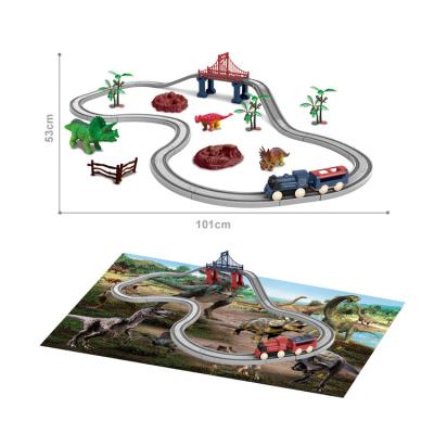 China Slot Toy New Design Dinosaur Track Set With Carpet Battery Operated Railway Train for sale