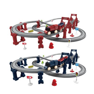 China Slot Toy 70PCS Self Assembly Electric Train Set Railway Track Toy for sale