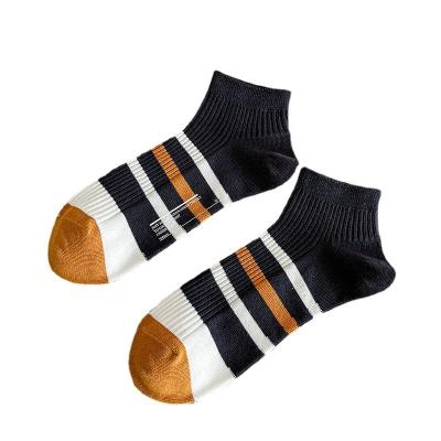 China OEM Antibacterial Logo Custom Ankle Socks Stripe Ankle Socks One Size Comfortable Ankle Socks For Men for sale