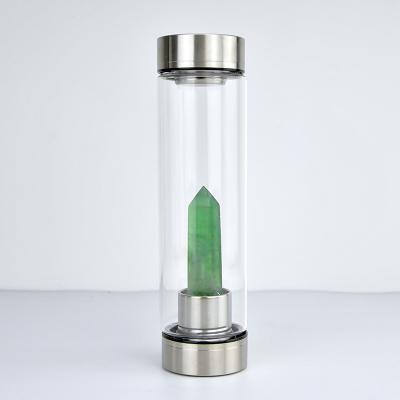 China Minimalist Wholesale Crystal Energy Plant High Borosilicate Glass Gift Water Bottle Customization for sale