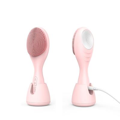 China Electric Vibration Ultrasonic Pore Cleaner Deep Cleansing Face Massager Sonic Silicone Facial Cleansing Brush for sale