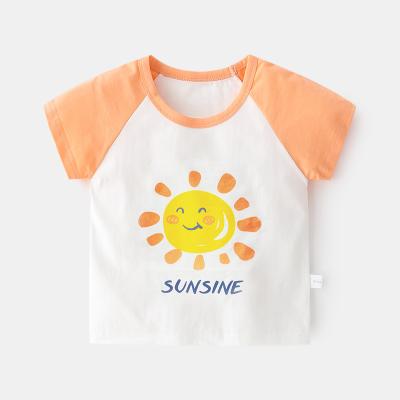 China Anti-Shrink Summer New Born Baby Boys Girls Cotton Short Sleeve Tshirt wholesale children cotton tshirts baby printed t for sale