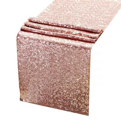 China Royal Sequin Rose Gold Long Lasting Wedding Party Table Runner for sale