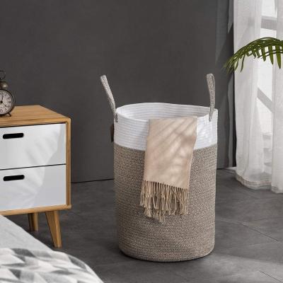 China Wholesale Custom Minimalist Woven Small Folding Woven Storage Basket Soft Durable Decorative Cloth Cotton Rope Toy Fabric for sale