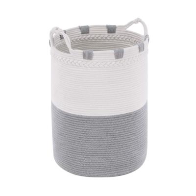 China Minimalist Large Catalpa Yao 69L Laundry Basket Woven Rope Laundry Large Gray Hamper Basket White Decorative for Clothes and Toys for sale