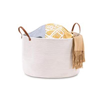 China Sustainable Catalpa Yao Extra Large Laundry Basket 100LWoven Cotton Rope Basket With Soft Handles For Clothes, Blankets, Toys for sale