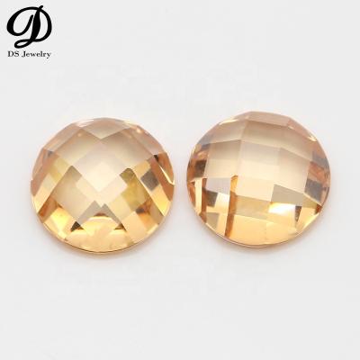 China Color Change 8mm Flat Bottom Round Checkerboard Facets Loose Synthetic Zircon Stone For Pendants for sale