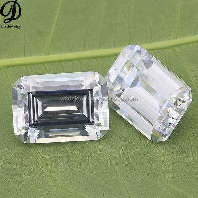 China Color Change 3A Grade Emerald Cut 3*5-13*18mm White Zircon Stone With Fire CZ Loose Gemstones for sale