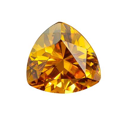 China Wuzhou Gold Yellow Trillion Zircon Cut Supplier Loose Zircon Wuzhou Yellow Gold Trillion Gemstones Cut Loose Gemstones for sale