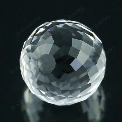 China Good Chemical Stability Round Checker Cut Ball Faceted White Cubic Zircon CZ Gems Beads for sale