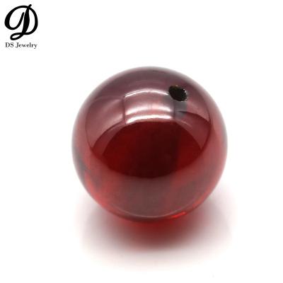 China Color Changing Synthetic Garnet Color Zircon Round Ball CZ Light Red Beads With Hole for sale