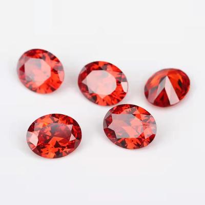 China Color Play or Fire Customized Loose Gemstones CZ Oval L-Orange Zircon Gemstones for sale