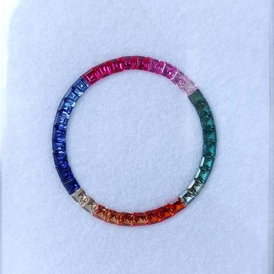 China 2021 Color Change Luxury Watch Parts 36pcs/Set Rainbow Stone Fit 40mm Bezel Inserts Synthetic Sapphire for sale